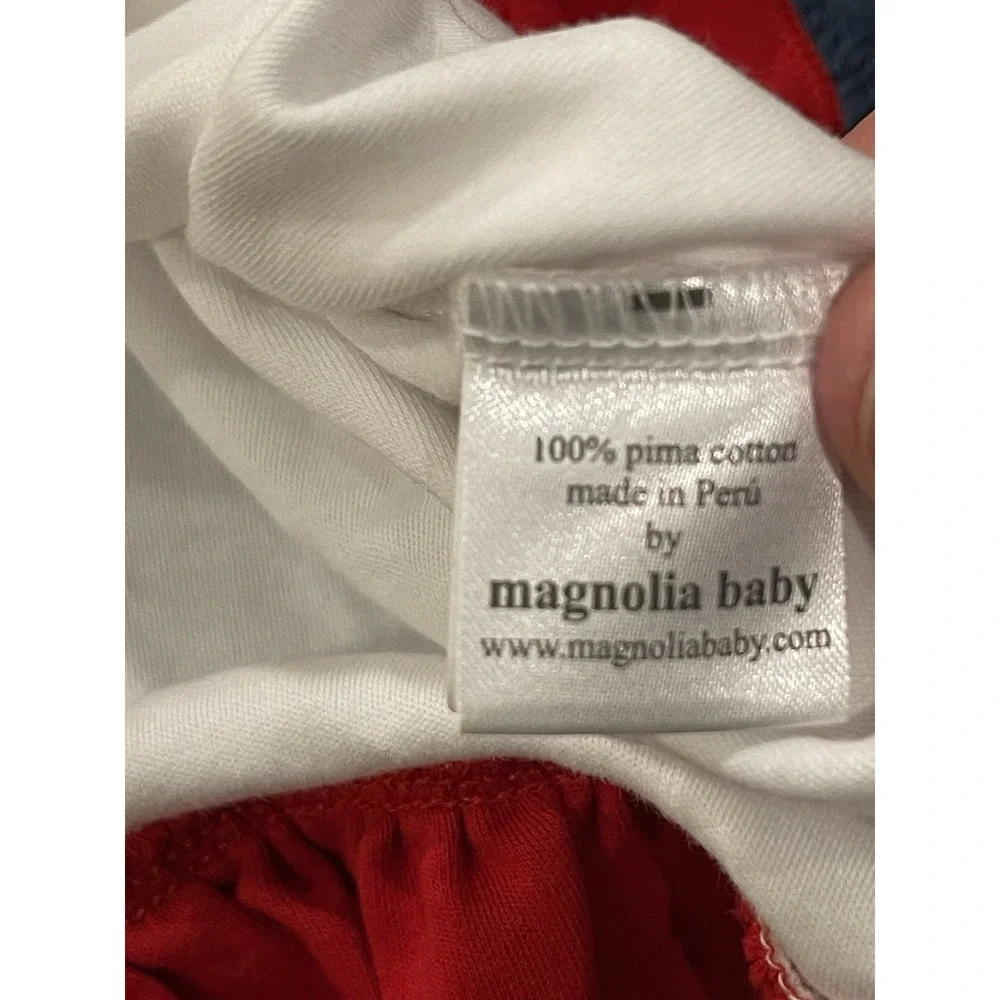 Magnolia Baby White USA Flag Red Accents White Collar Dress 24 Month Pima Cotton